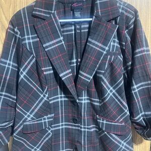 Torrid Black and Red Plaid Blazer